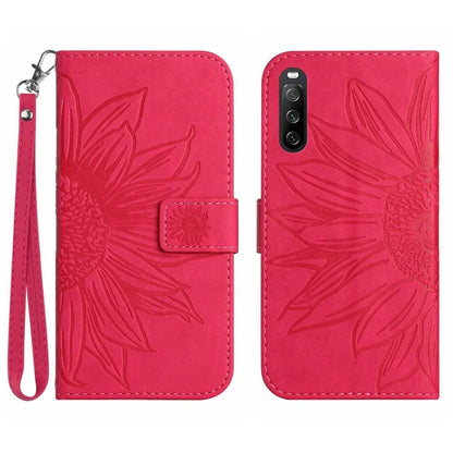 HT04 For Sony Xperia 10 VI Leather Case with Wrist Strap Sunflower Phone Cover