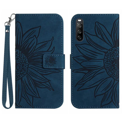HT04 For Sony Xperia 10 VI Leather Case with Wrist Strap Sunflower Phone Cover