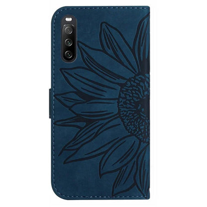 HT04 For Sony Xperia 10 VI Leather Case with Wrist Strap Sunflower Phone Cover