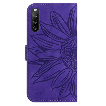 HT04 For Sony Xperia 10 VI Leather Case with Wrist Strap Sunflower Phone Cover