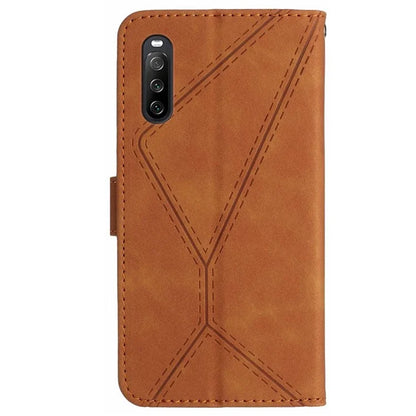 HT05 For Sony Xperia 10 VI Case Lines Imprinted PU Leather Drop-proof Phone Cover