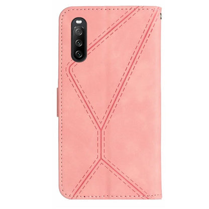HT05 For Sony Xperia 10 VI Case Lines Imprinted PU Leather Drop-proof Phone Cover