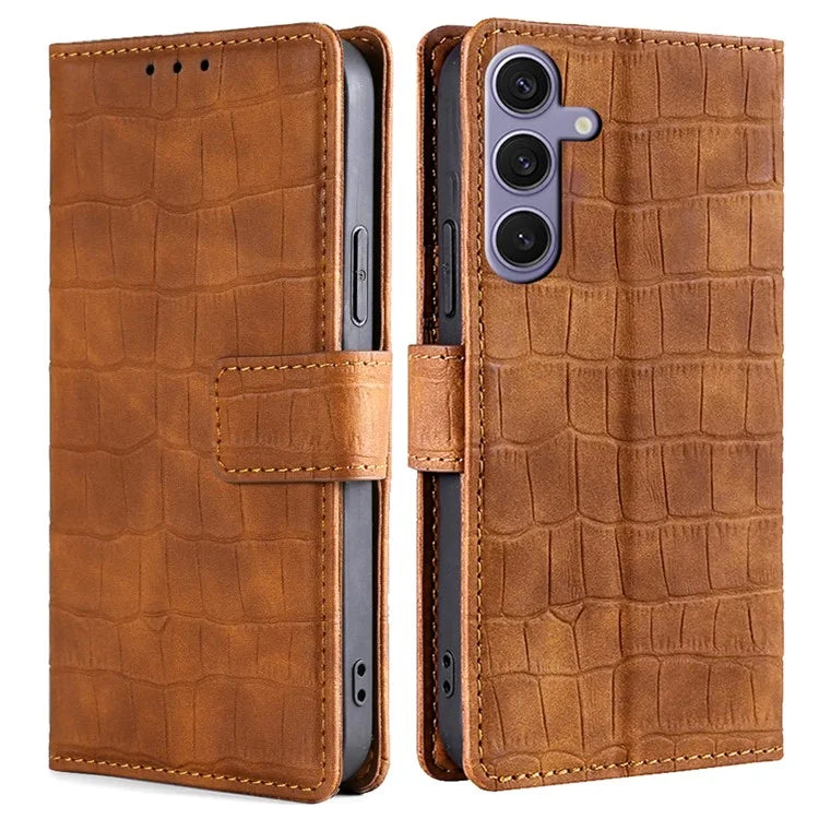 For Samsung Galaxy S24+ Wallet Case Crocodile Texture Leather Phone Cover