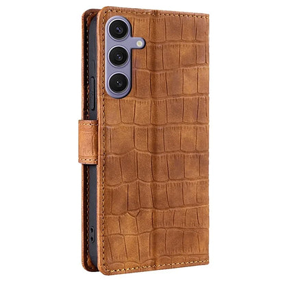 For Samsung Galaxy S24+ Wallet Case Crocodile Texture Leather Phone Cover