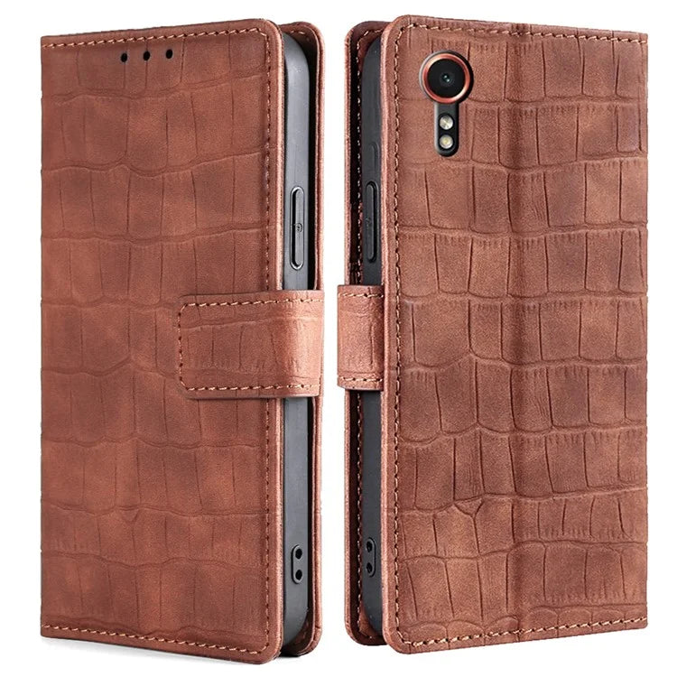 For Samsung Galaxy Xcover7 Case Crocodile Texture Leather Wallet Phone Cover