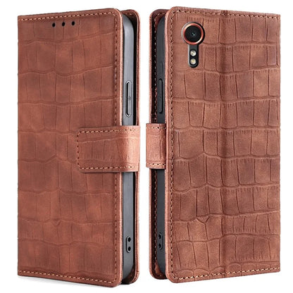 For Samsung Galaxy Xcover7 Case Crocodile Texture Leather Wallet Phone Cover