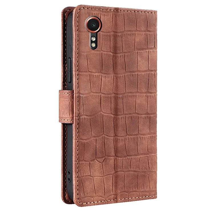 For Samsung Galaxy Xcover7 Case Crocodile Texture Leather Wallet Phone Cover