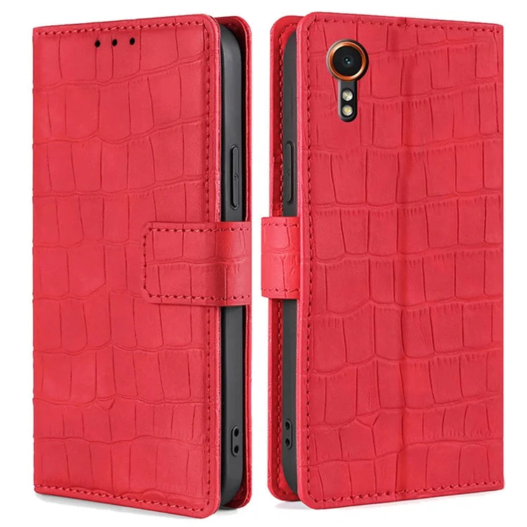 For Samsung Galaxy Xcover7 Case Crocodile Texture Leather Wallet Phone Cover