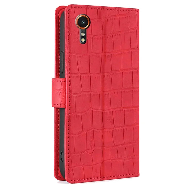 For Samsung Galaxy Xcover7 Case Crocodile Texture Leather Wallet Phone Cover