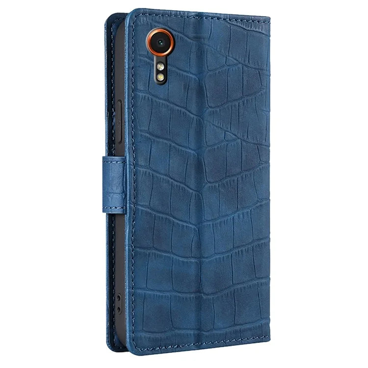 For Samsung Galaxy Xcover7 Case Crocodile Texture Leather Wallet Phone Cover