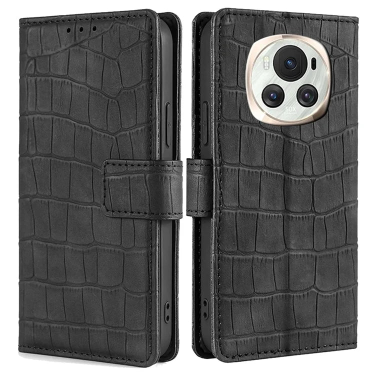 For Honor Magic6 5G Wallet Phone Case Crocodile Texture Leather Folio Flip Cover
