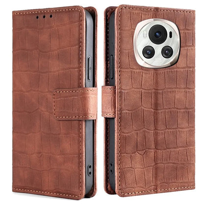 For Honor Magic6 5G Wallet Phone Case Crocodile Texture Leather Folio Flip Cover