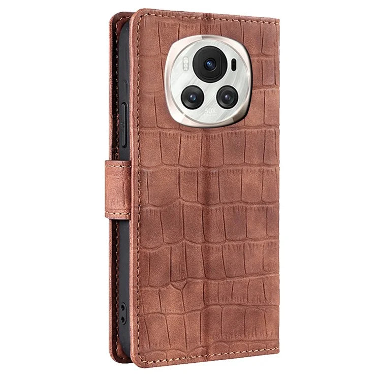 For Honor Magic6 5G Wallet Phone Case Crocodile Texture Leather Folio Flip Cover