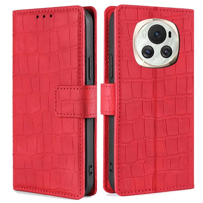 For Honor Magic6 5G Wallet Phone Case Crocodile Texture Leather Folio Flip Cover