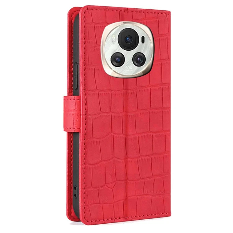 For Honor Magic6 5G Wallet Phone Case Crocodile Texture Leather Folio Flip Cover