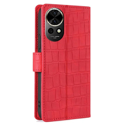 For Huawei nova 12 5G Case Crocodile Texture Leather Wallet Cover with Magnetic Clasp