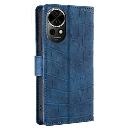 For Huawei nova 12 5G Case Crocodile Texture Leather Wallet Cover with Magnetic Clasp