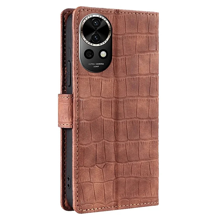 For Huawei nova 12 5G Case Crocodile Texture Leather Wallet Cover with Magnetic Clasp
