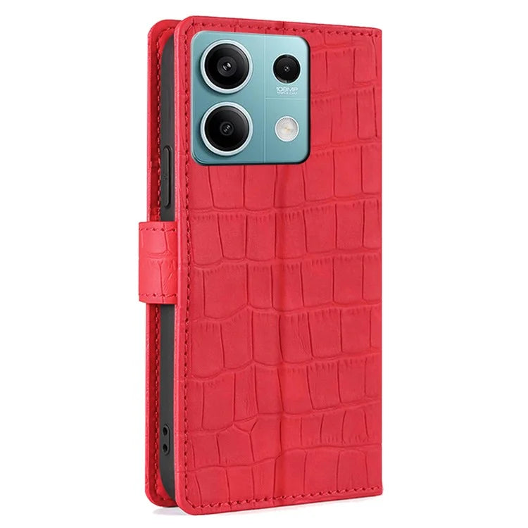 For Xiaomi Redmi Note 13 4G PU Leather Case Crocodile Texture Wallet Phone Cover