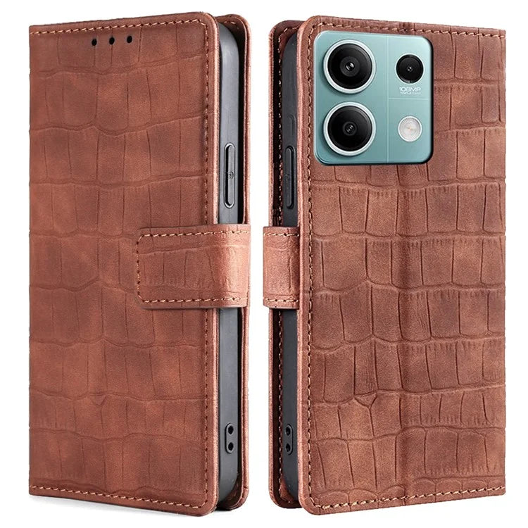 For Xiaomi Redmi Note 13 4G PU Leather Case Crocodile Texture Wallet Phone Cover