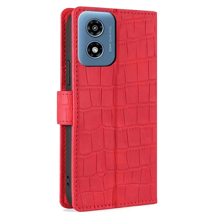 For Motorola Moto G Play (2024) 4G Case Crocodile Texture Wallet Smart Phone Cover