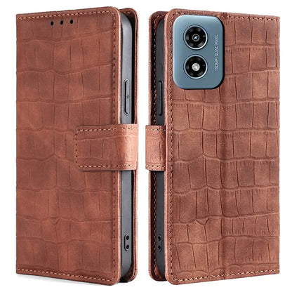 For Motorola Moto G Play (2024) 4G Case Crocodile Texture Wallet Smart Phone Cover