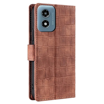 For Motorola Moto G Play (2024) 4G Case Crocodile Texture Wallet Smart Phone Cover