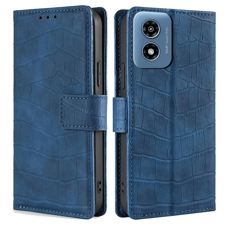 For Motorola Moto G Play (2024) 4G Case Crocodile Texture Wallet Smart Phone Cover