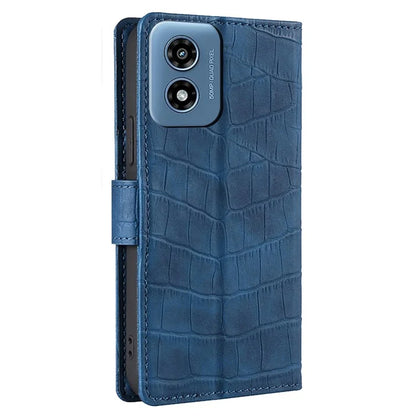 For Motorola Moto G Play (2024) 4G Case Crocodile Texture Wallet Smart Phone Cover
