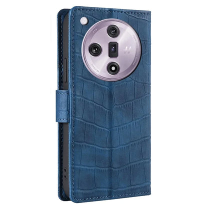 For Oppo Find X7 5G Protective Case Crocodile Texture Leather Wallet Phone Cover