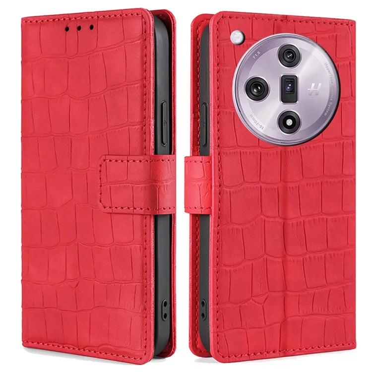 For Oppo Find X7 5G Protective Case Crocodile Texture Leather Wallet Phone Cover