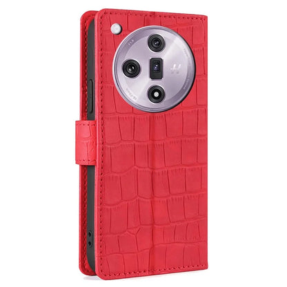 For Oppo Find X7 5G Protective Case Crocodile Texture Leather Wallet Phone Cover