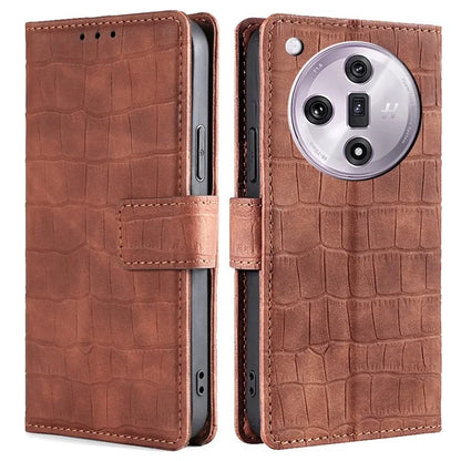 For Oppo Find X7 5G Protective Case Crocodile Texture Leather Wallet Phone Cover