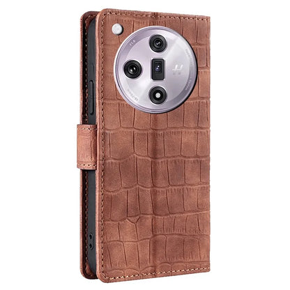 For Oppo Find X7 5G Protective Case Crocodile Texture Leather Wallet Phone Cover
