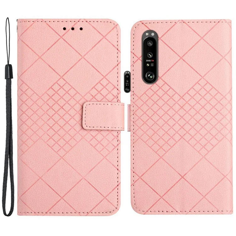 HT06 For Sony Xperia 1 VI Wallet Case PU Leather Imprinted Rhombus Phone Cover