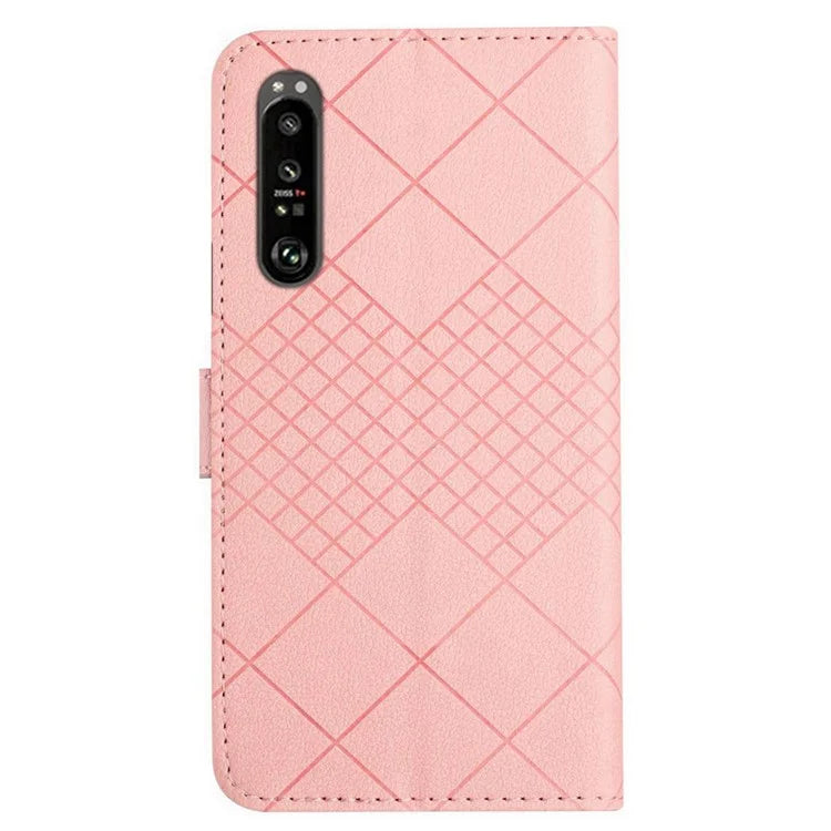 HT06 For Sony Xperia 1 VI Wallet Case PU Leather Imprinted Rhombus Phone Cover