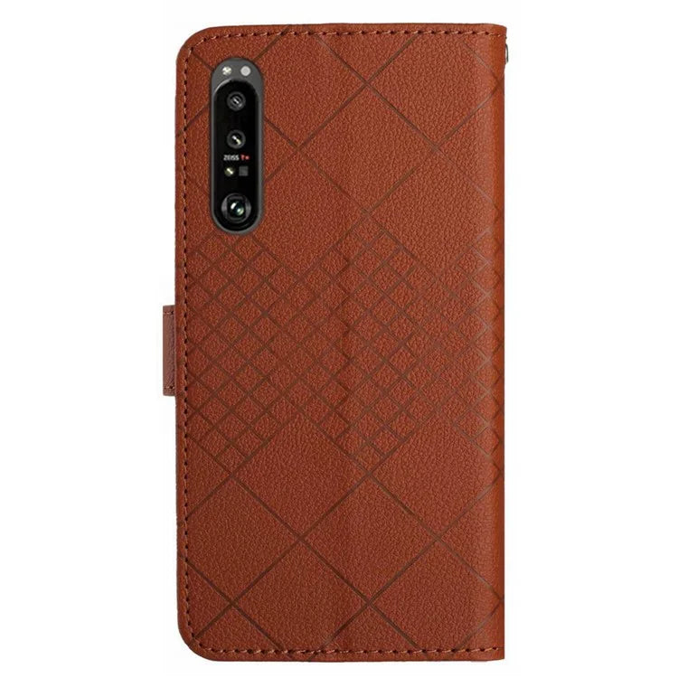 HT06 For Sony Xperia 1 VI Wallet Case PU Leather Imprinted Rhombus Phone Cover