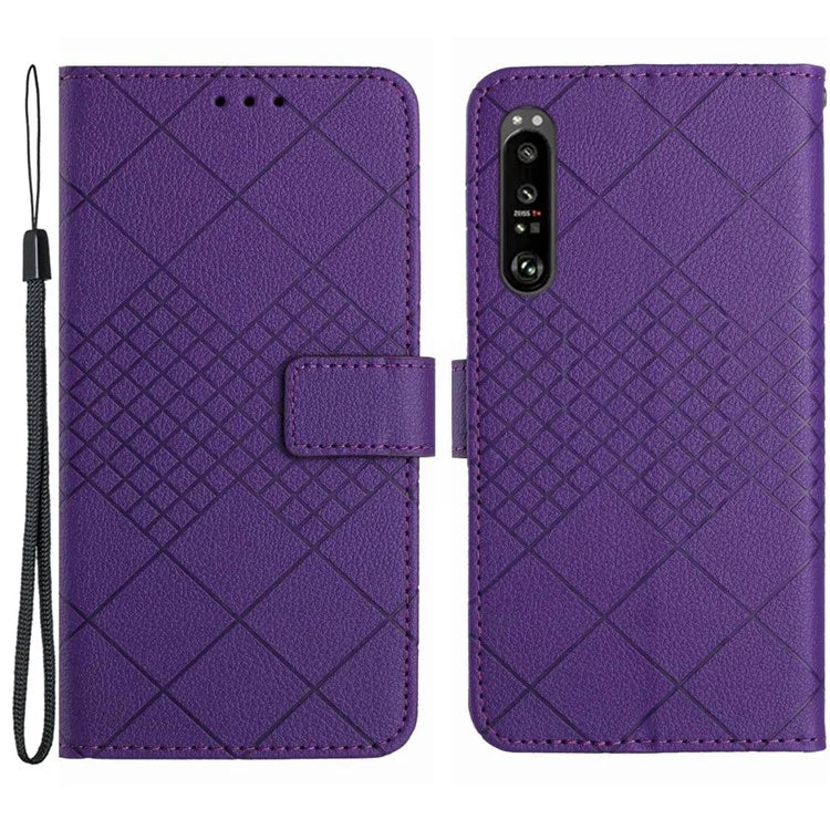 HT06 For Sony Xperia 1 VI Wallet Case PU Leather Imprinted Rhombus Phone Cover