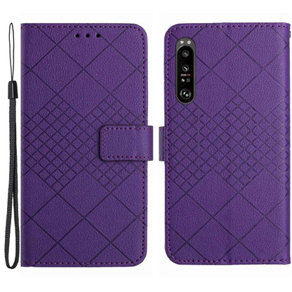 HT06 For Sony Xperia 1 VI Wallet Case PU Leather Imprinted Rhombus Phone Cover