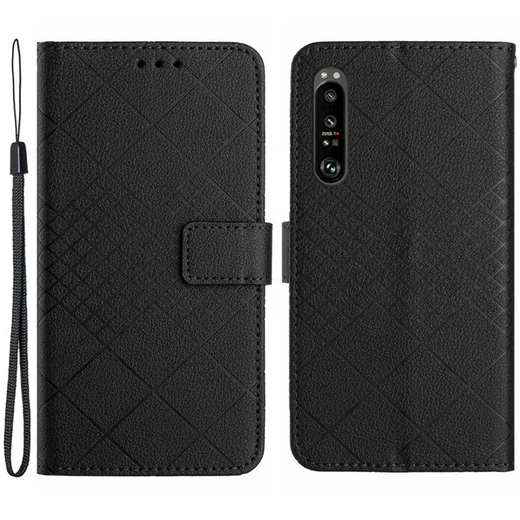 HT06 For Sony Xperia 1 VI Wallet Case PU Leather Imprinted Rhombus Phone Cover