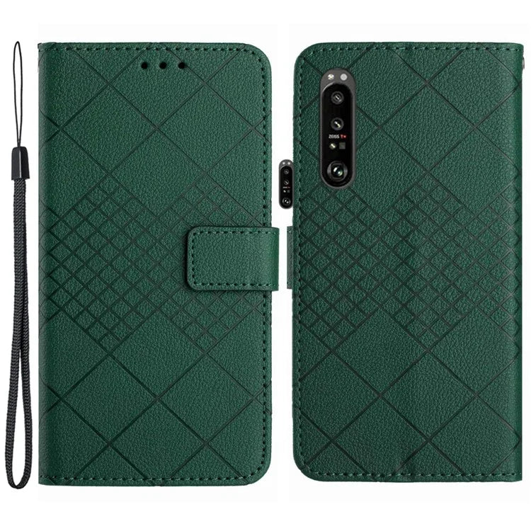 HT06 For Sony Xperia 1 VI Wallet Case PU Leather Imprinted Rhombus Phone Cover
