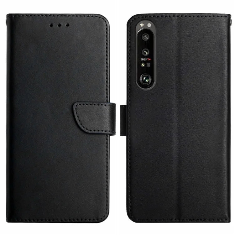 HT02 For Sony Xperia 1 VI Phone Case Nappa Texture Genuine Cow Leather Flip Cover
