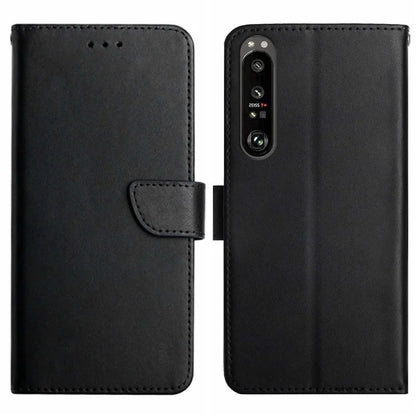 HT02 For Sony Xperia 1 VI Phone Case Nappa Texture Genuine Cow Leather Flip Cover