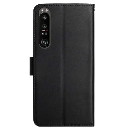 HT02 For Sony Xperia 1 VI Phone Case Nappa Texture Genuine Cow Leather Flip Cover