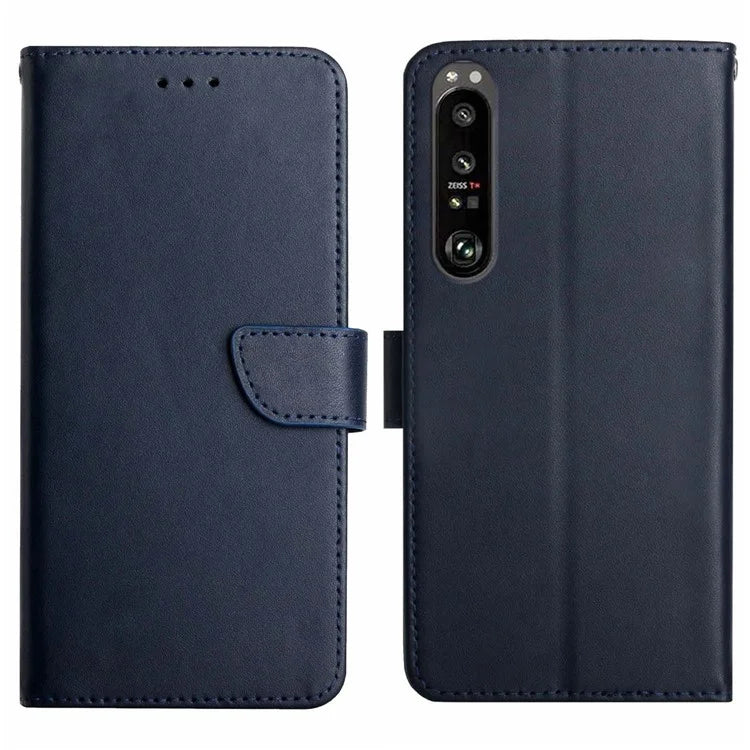HT02 For Sony Xperia 1 VI Phone Case Nappa Texture Genuine Cow Leather Flip Cover