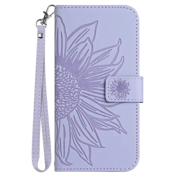 HT04 For Sony Xperia 1 VI Case Sunflower Leather Wallet Stand Phone Cover with Wrist Strap