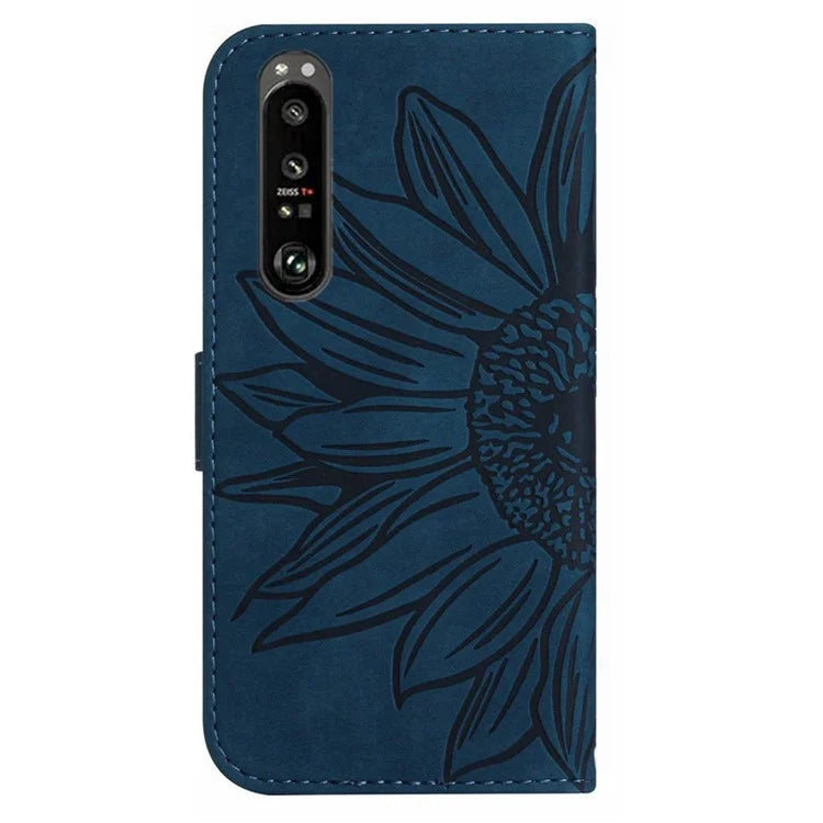 HT04 For Sony Xperia 1 VI Case Sunflower Leather Wallet Stand Phone Cover with Wrist Strap