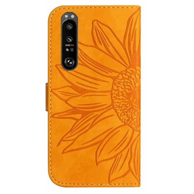 HT04 For Sony Xperia 1 VI Case Sunflower Leather Wallet Stand Phone Cover with Wrist Strap