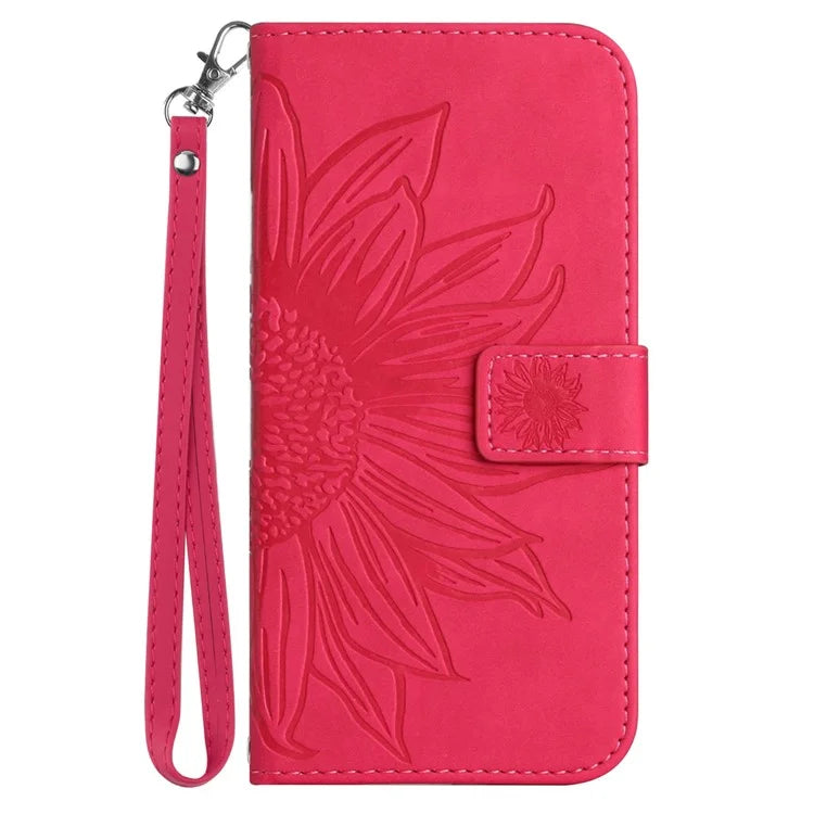 HT04 For Sony Xperia 1 VI Case Sunflower Leather Wallet Stand Phone Cover with Wrist Strap