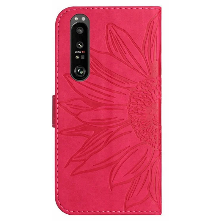 HT04 For Sony Xperia 1 VI Case Sunflower Leather Wallet Stand Phone Cover with Wrist Strap